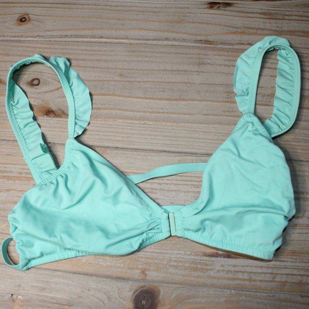 Victoria's Secret pastel teal solid ruffle top